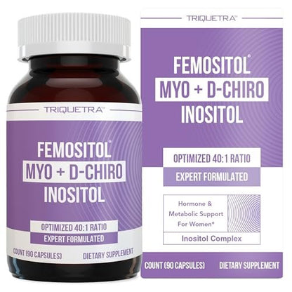 Femositol® Myo-Inositol & D-Chiro Inositol Komplex - Klinisch validiertes 40:1 Verhältnis (Vitamin B8) | Hormonbalance & Unterstützung der Eierstockfunktion (90 Kapseln – 30 Portionen)
