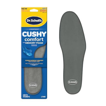Dr. Scholl's® Cushy Comfort Einlegesohlen mit Memory Foam – Vollflächige, reaktionsfreudige Dämpfung, Druckentlastung, schlankes Design, zuschneidbar, Unisex, Herren Schuhgröße 7-13, Damen 5-10, 1 Paar
