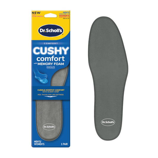 Dr. Scholl's® Cushy Comfort Einlegesohlen mit Memory Foam – Vollflächige, reaktionsfreudige Dämpfung, Druckentlastung, schlankes Design, zuschneidbar, Unisex, Herren Schuhgröße 7-13, Damen 5-10, 1 Paar