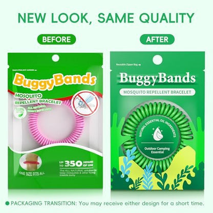 BuggyBands 18er Pack Mückenarmbänder für Erwachsene & Kinder – DEET-freie, wasserdichte Bänder, einzeln verpackte Repellent-Armbänder