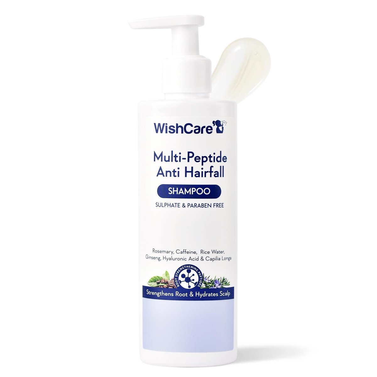 WishCare Multi Peptide Anti Hairfall Shampoo - Reiswasser, Rosmarin, Capilia Longa, Hyaluronsäure & Koffein 250 ml