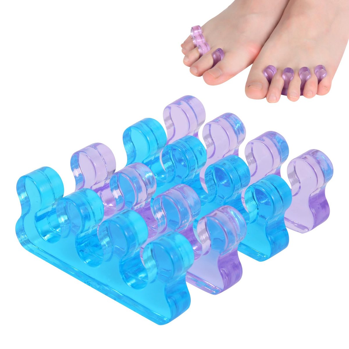 Zehenspreizer für Frauen, Pediküre-Zehenspreizer & -Trenner – Yoga-Entspannung und Fingerteiler, Gel-Silikon-Zehenspreizer für Pediküre, Nagellack, Zehennagellack (2 Paare)