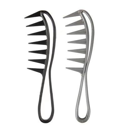 Dladhict 2er-Pack Breitzahnkamm für nasses lockiges, welliges, dickes, langes Haar – Premium-Griff für Perücken, Barbershop – Große Haifischzahn-Antistatik-Haarkämme für Männer und Frauen (Schwarz, Grau)