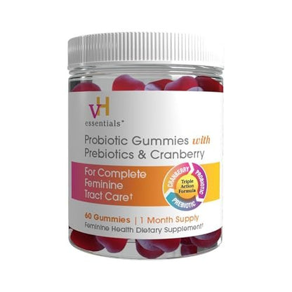 vH Essentials Probiotische Gummis mit Präbiotika & Cranberry – für die Gesundheit der Harnwege und das vaginale Mikrobiom, 60 Stück