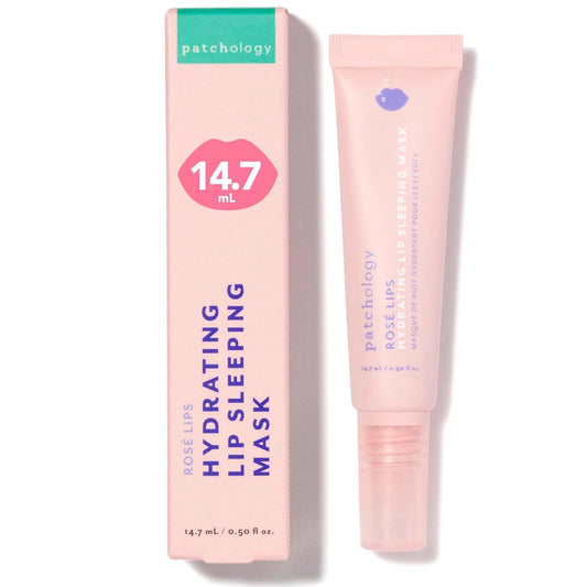 Patchology Rosé Lip Sleeping Mask - Über Nacht Lippenmaske mit Hyaluronsäure und Resveratrol - Feuchtigkeitsspendende und reparierende Lipgloss-Behandlung für trockene, rissige Lippen (14,7 ml)