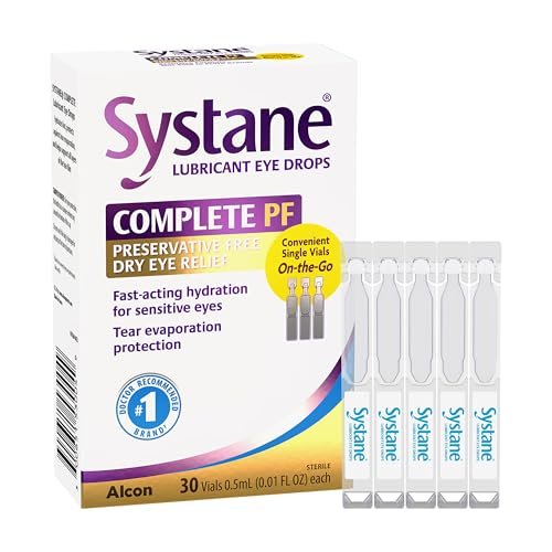 Systane Complete Konservierungsmittelfreie Augentropfen bei Trockenheit, 30 Einzeldosen, mit Propylenglykol 0,6%, befeuchtende & beruhigende Tropfen