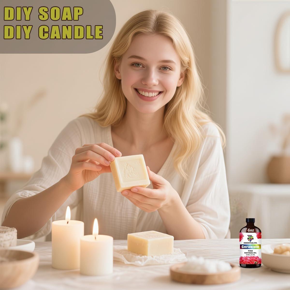 Geranienöl – Ausgleichendes Geranienöl für Diffuser, DIY-Kerzen, Seife, Luftbefeuchter, Haut, Geschenk – 120 ml – GV77ZF