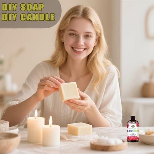 Geranienöl – Ausgleichendes Geranienöl für Diffuser, DIY-Kerzen, Seife, Luftbefeuchter, Haut, Geschenk – 120 ml – GV77ZF