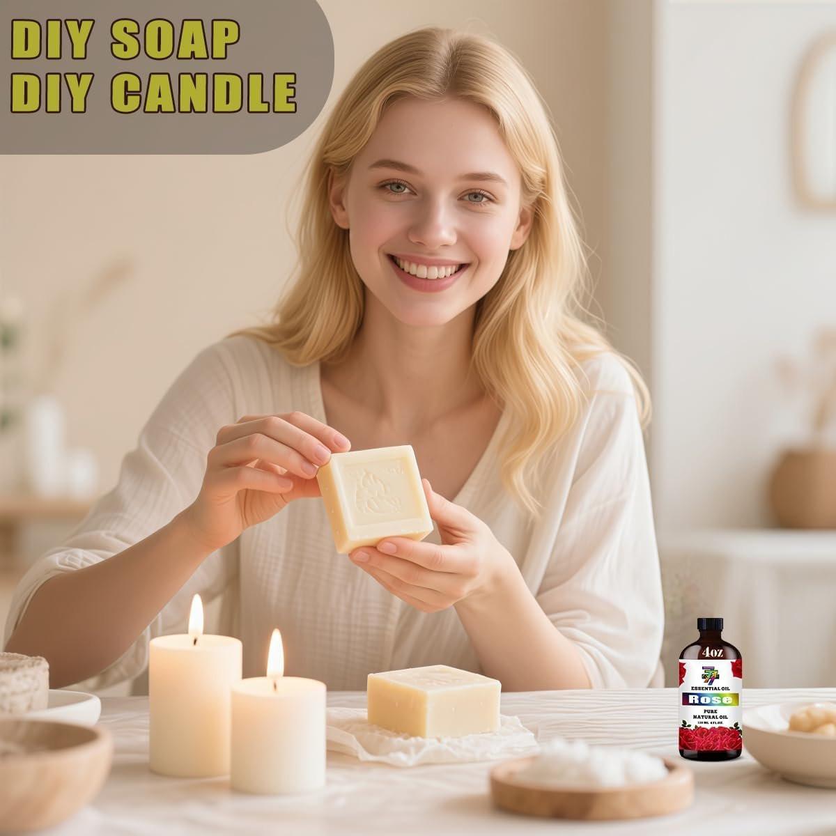 Rosenöl – Rosenöl für Diffuser, DIY-Kerzen, Seife, Luftbefeuchter, Bad, Geschenk – Rosenparfümöl 4 fl oz (120 ml) – GV77ZF
