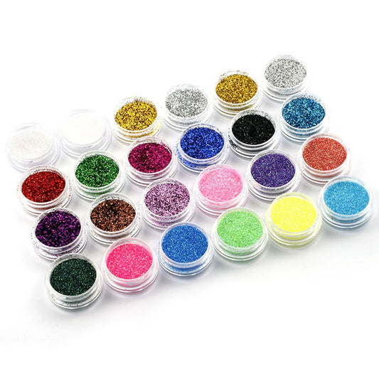 24 Farben Body Glitter Set – Feiner Nagelglitter für festliches Make-up, Kosmetikglitter für Körper, Nägel, Gesicht, Haare, Augen, Lippenstift