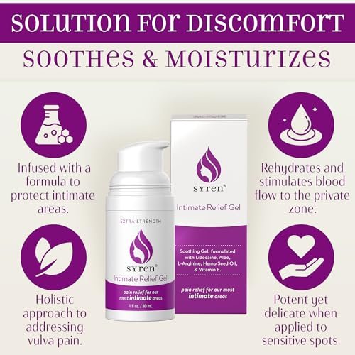 Syren Intimate Relief Gel mit 4% Lidocain – Äußere Empfindlichkeit, Vulvodynie, Dyspareunie, vaginale Beschwerden, Trockenheit, sanfte Unterstützung nach der Geburt und nach Eingriffen, 28 g, Hergestellt in den USA