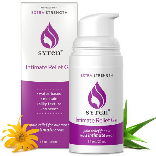 Syren Intimate Relief Gel mit 4% Lidocain – Äußere Empfindlichkeit, Vulvodynie, Dyspareunie, vaginale Beschwerden, Trockenheit, sanfte Unterstützung nach der Geburt und nach Eingriffen, 28 g, Hergestellt in den USA