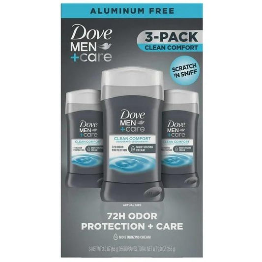 Dove Men+Care 72-Stunden Deodorant Stick Aluminiumfrei – Clean Comfort, 3er-Pack à 85 g