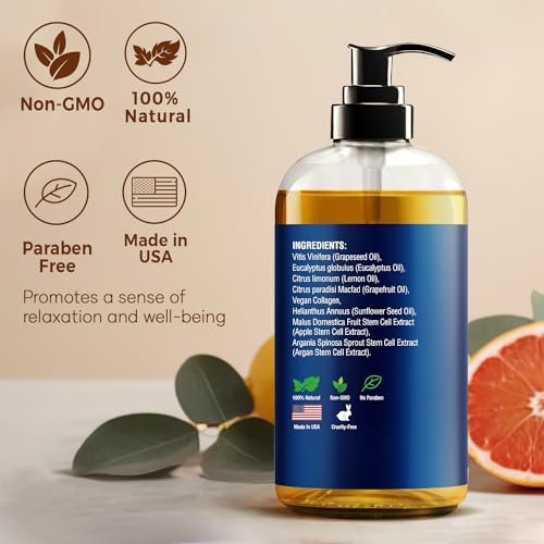 Anti-Cellulite Massageöl für Massagetherapie 8 fl oz – Erfrischend und Entspannend – Natürliche Öle mit veganem Kollagen und Stammzellen – für Männer und Frauen – Nexon Botanics