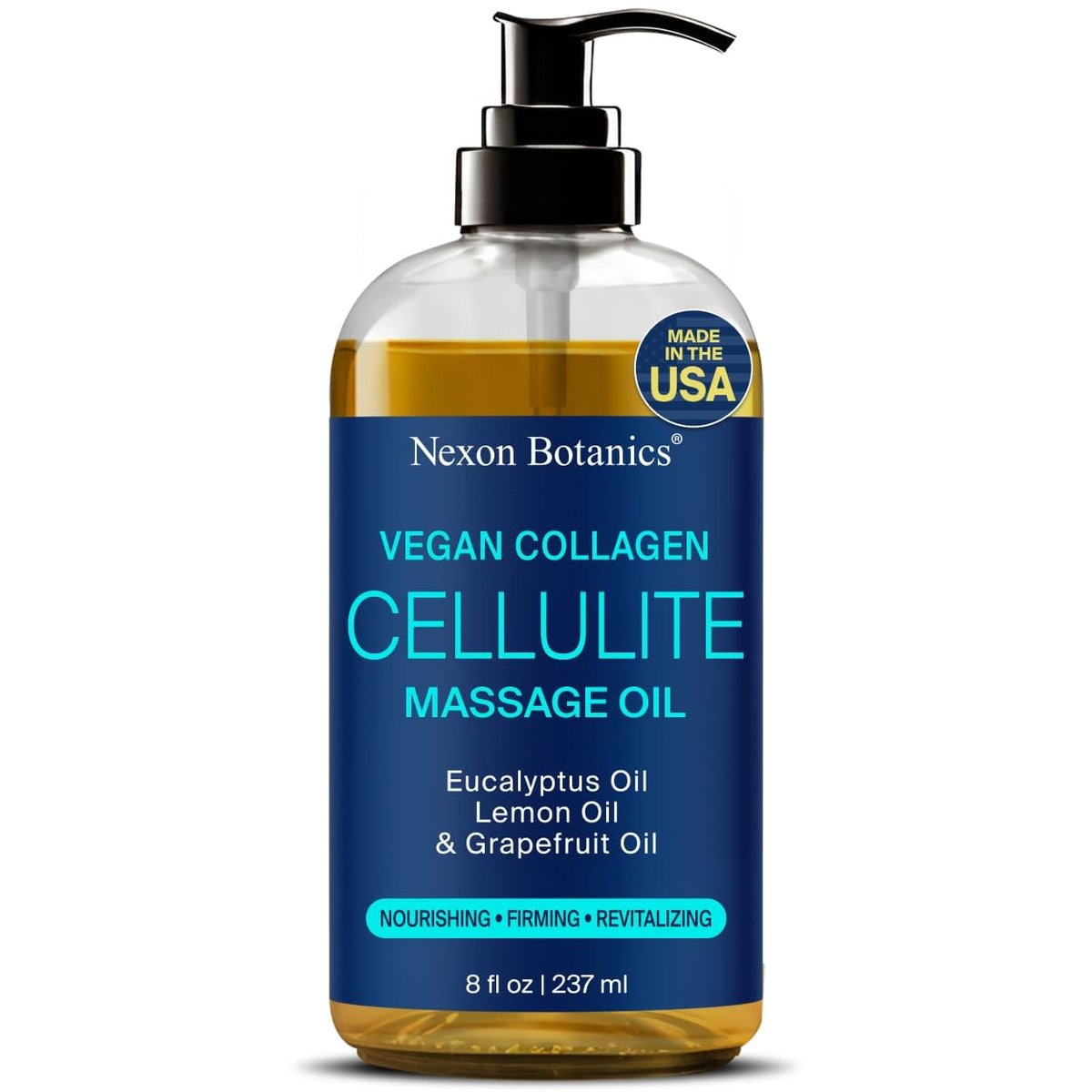 Anti-Cellulite Massageöl für Massagetherapie 8 fl oz – Erfrischend und Entspannend – Natürliche Öle mit veganem Kollagen und Stammzellen – für Männer und Frauen – Nexon Botanics