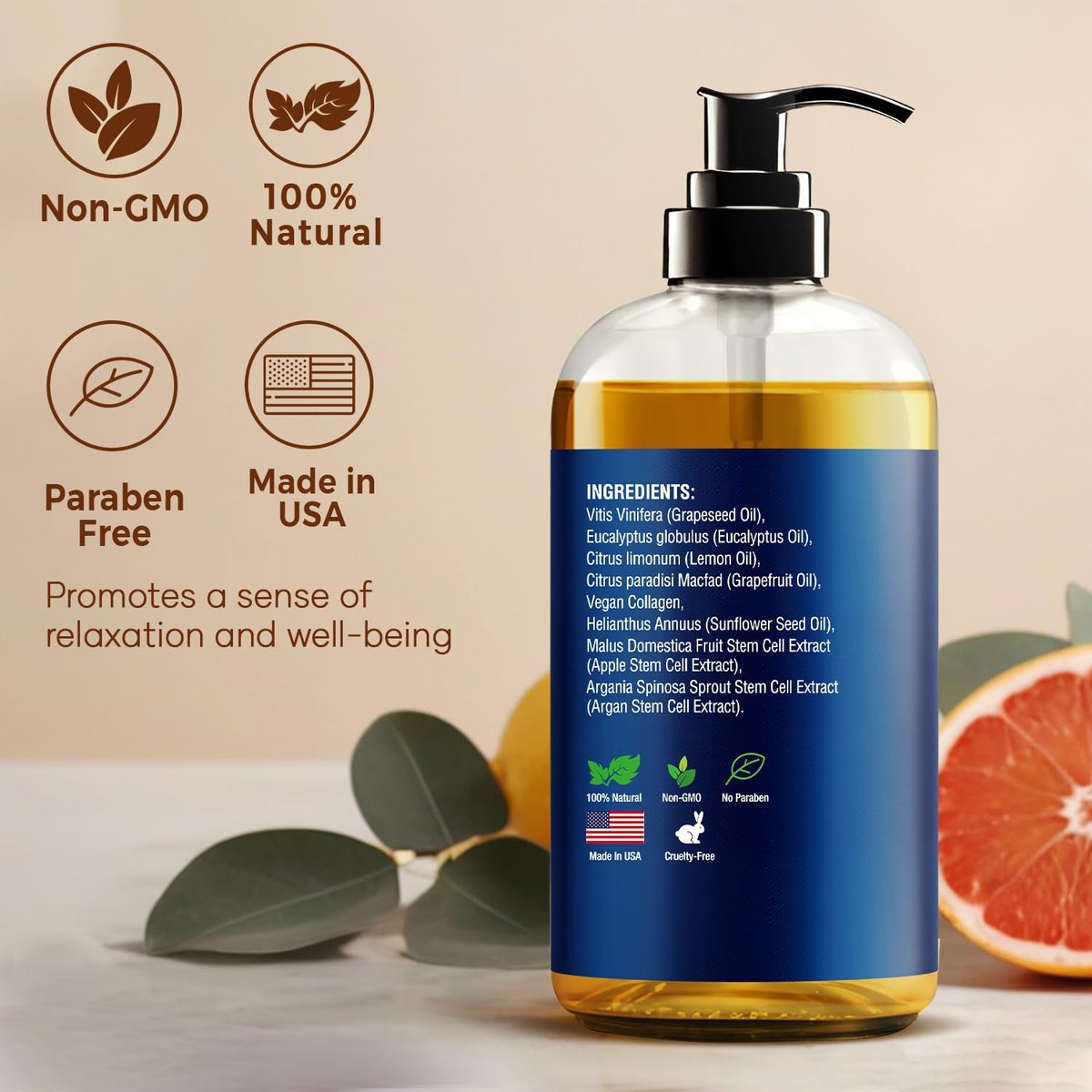 Anti-Cellulite Massageöl für Massagetherapie 8 fl oz – Erfrischend und Entspannend – Natürliche Öle mit veganem Kollagen und Stammzellen – für Männer und Frauen – Nexon Botanics