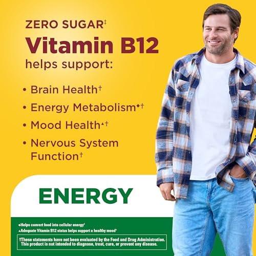 Nature Made Zero Sugar Energie Vitamin B12 Gummies 1000 µg pro Portion – Zuckerfreie B12 Vitamine für Energiestoffwechsel, Aspartamfrei, 110 Stück, 55 Tage Vorrat