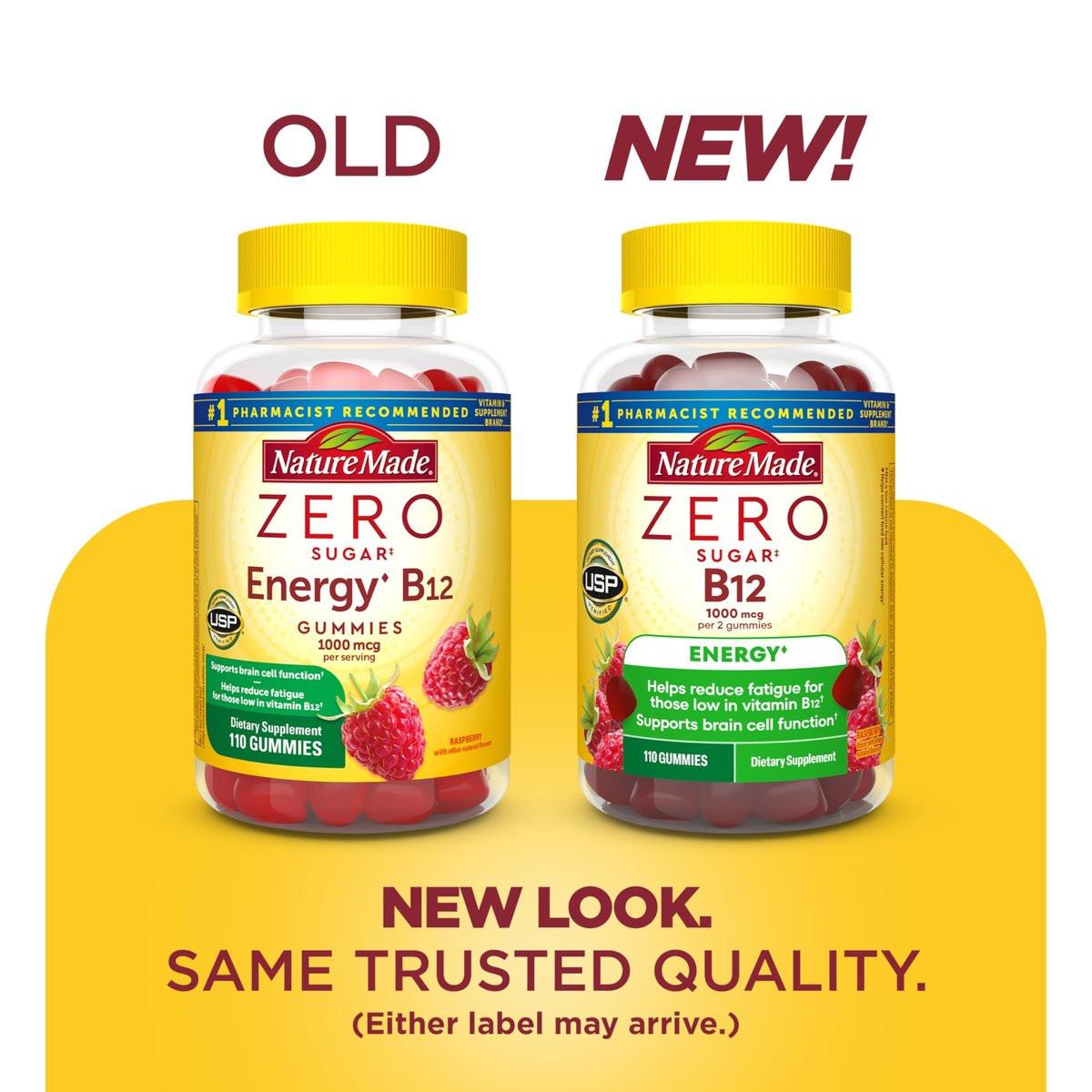 Nature Made Zero Sugar Energie Vitamin B12 Gummies 1000 µg pro Portion – Zuckerfreie B12 Vitamine für Energiestoffwechsel, Aspartamfrei, 110 Stück, 55 Tage Vorrat