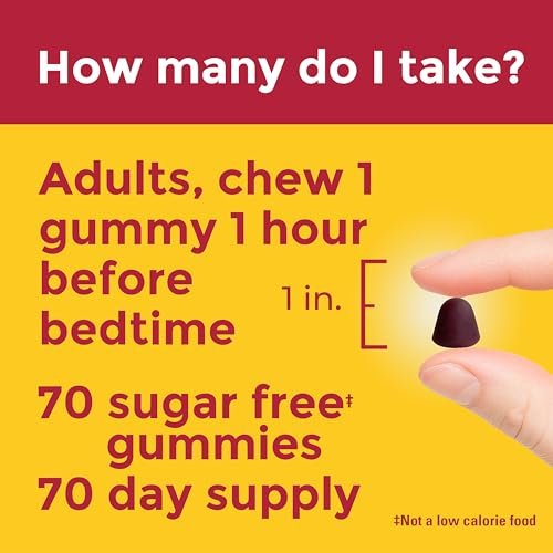 Nature Made Zero Sugar Melatonin 5mg Schlafgummis für Erwachsene Extra Stärke, 100 % medikamentenfreies Schlafmittel, Aspartamfrei, 70 zuckerfreie Melatonin-Gummis, 70-Tage-Vorrat