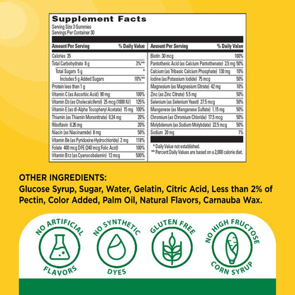 Nature Made Advanced Multivitamin Gummies für Erwachsene – Multivitamin Gummis mit Magnesiumcitrat, Calcium & B-Vitaminen – Tägliche Unterstützung – 90 Gummis, 30-Tage-Vorrat