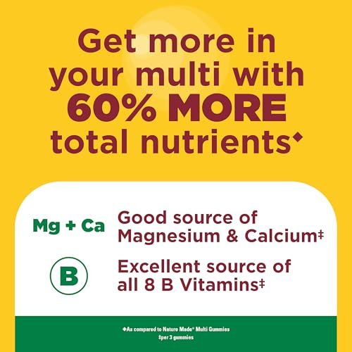 Nature Made Advanced Multivitamin Gummies für Erwachsene – Multivitamin Gummis mit Magnesiumcitrat, Calcium & B-Vitaminen – Tägliche Unterstützung – 90 Gummis, 30-Tage-Vorrat