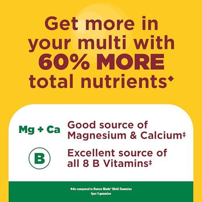Nature Made Advanced Multivitamin Gummies für Erwachsene – Multivitamin Gummis mit Magnesiumcitrat, Calcium & B-Vitaminen – Tägliche Unterstützung – 90 Gummis, 30-Tage-Vorrat