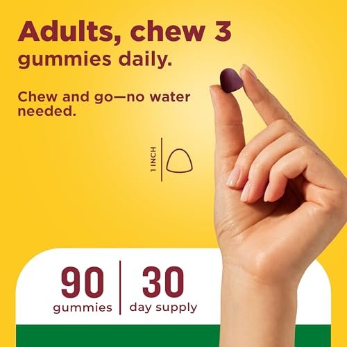 Nature Made Advanced Multivitamin Gummies für Erwachsene – Multivitamin Gummis mit Magnesiumcitrat, Calcium & B-Vitaminen – Tägliche Unterstützung – 90 Gummis, 30-Tage-Vorrat