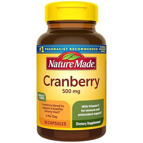 Nature Made Cranberry Kapseln 500mg mit Vitamin C – Unterstützung für Immunsystem und Harnwege, 60 Kapseln