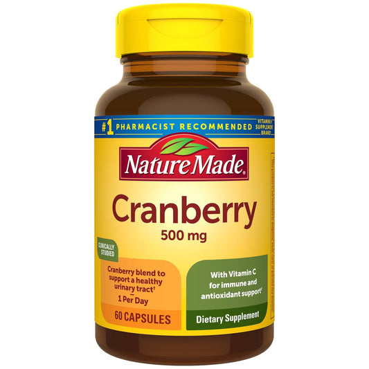 Nature Made Cranberry Kapseln 500mg mit Vitamin C – Unterstützung für Immunsystem und Harnwege, 60 Kapseln