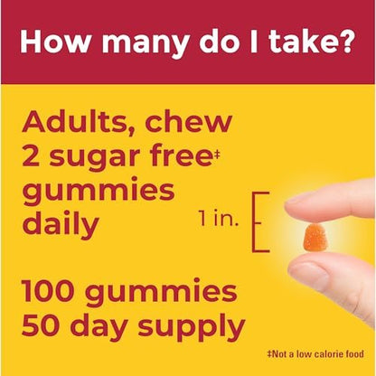 Nature Made Zero Sugar Vitamin C Gummies 250 mg pro Portion – Immun- & Antioxidant-Unterstützung, Aspartamfrei, 100 zuckerfreie Vitamin C Gummis, 50-Tage-Vorrat