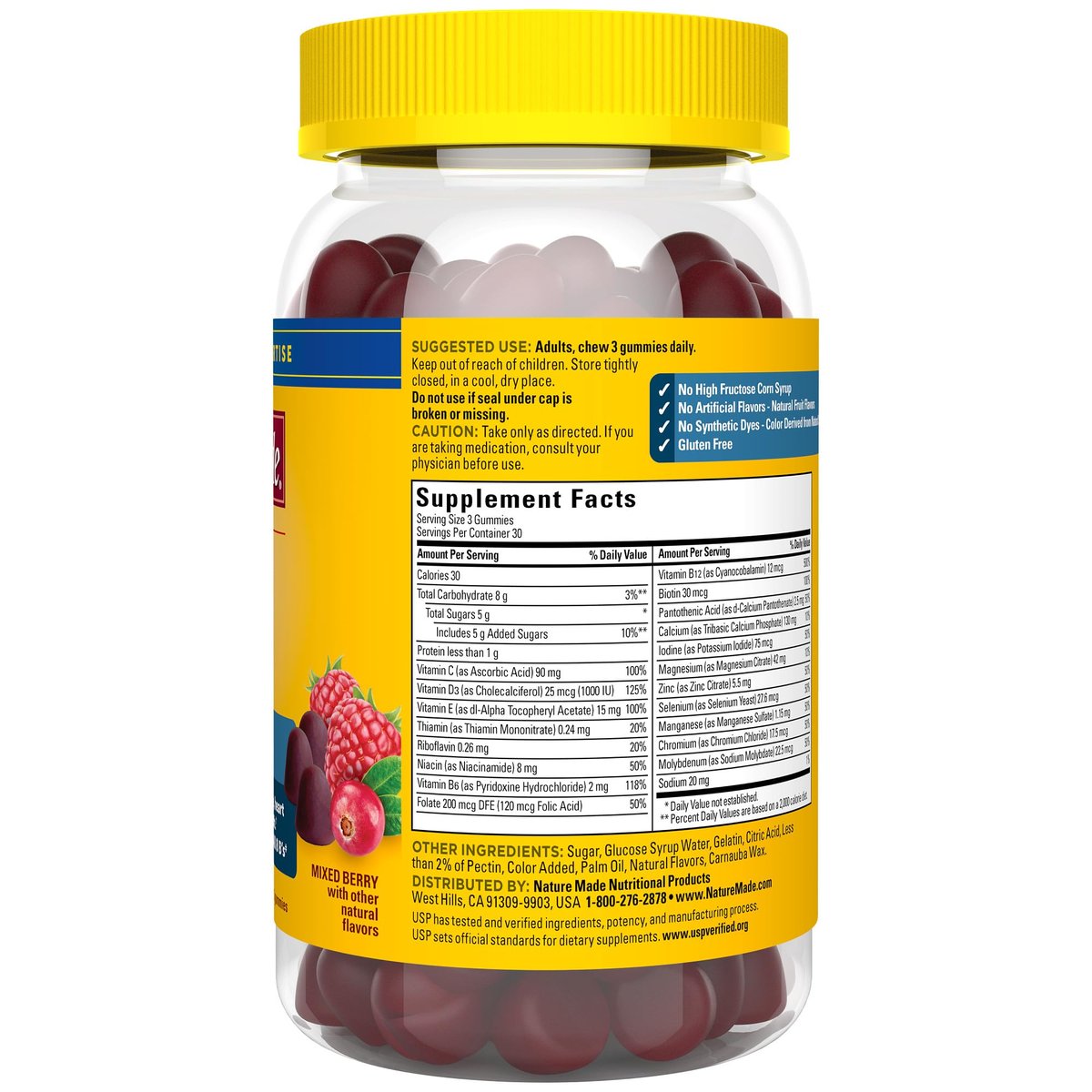 Nature Made Advanced Multivitamin Gummies für Ihn mit Magnesiumcitrat, Calcium & allen 8 B-Vitaminen – 90 Gummis, 30-Tage-Vorrat
