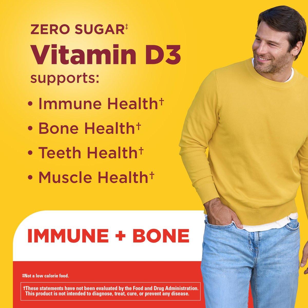 Nature Made Zero Sugar Vitamin D3 Gummies 2000 IE (50 µg) pro Portion – Knochen- und Immununterstützung, Aspartamfrei, 110 Vitamin-D-Gummibärchen, 55 Tage Versorgung