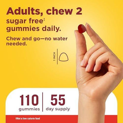 Nature Made Zero Sugar Vitamin D3 Gummies 2000 IE (50 µg) pro Portion – Knochen- und Immununterstützung, Aspartamfrei, 110 Vitamin-D-Gummibärchen, 55 Tage Versorgung