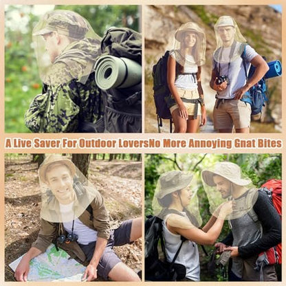 HESTYA 4er-Pack Moskitonetz für Kopf, Insektenschutzhaube, Mückenschutznetz für Outdoor (Beige)