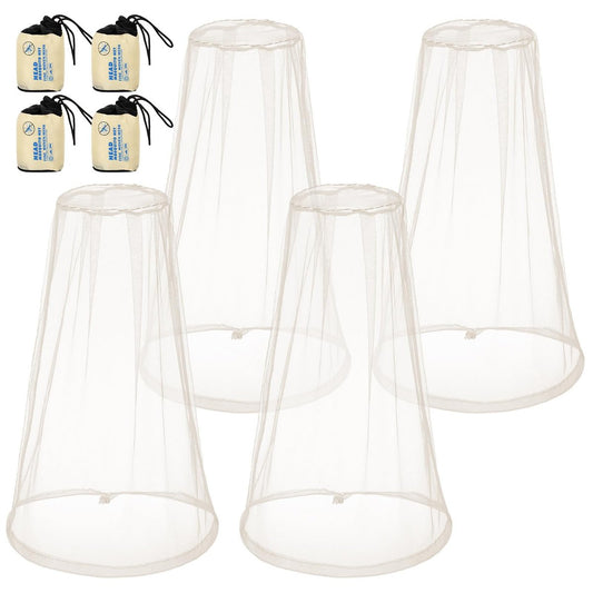 HESTYA 4er-Pack Moskitonetz für Kopf, Insektenschutzhaube, Mückenschutznetz für Outdoor (Beige)