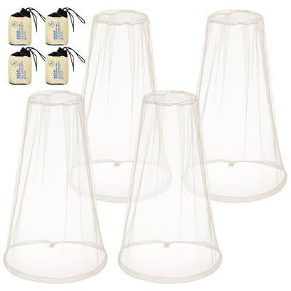 HESTYA 4er-Pack Moskitonetz für Kopf, Insektenschutzhaube, Mückenschutznetz für Outdoor (Beige)