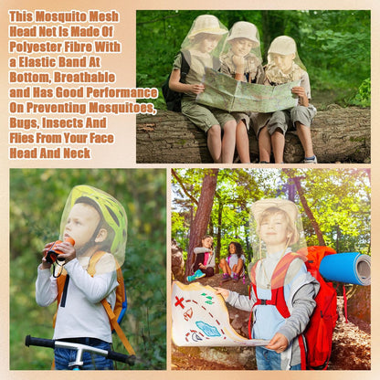 HESTYA 4er-Pack Moskitonetz für Kopf, Insektenschutzhaube, Mückenschutznetz für Outdoor (Beige)
