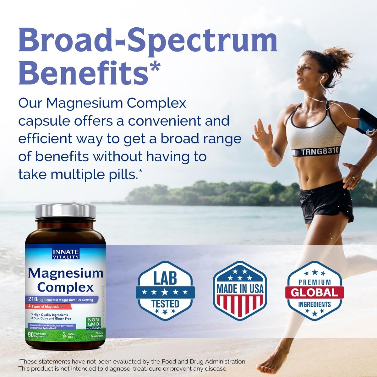 Innate Vitality Magnesium Komplex – Magnesiumglycinat, Malat, Citrat, Oxid – 4-in-1 Formel für Energie, Knochen & Nerven – Vegan & Glutenfrei – 90 Kapseln