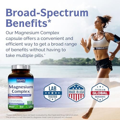 Innate Vitality Magnesium Komplex – Magnesiumglycinat, Malat, Citrat, Oxid – 4-in-1 Formel für Energie, Knochen & Nerven – Vegan & Glutenfrei – 90 Kapseln