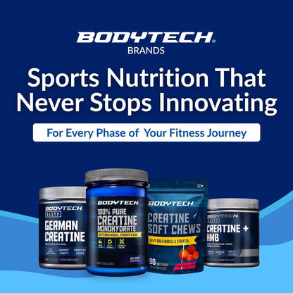 BodyTech Creatin-Monohydrat-Pulver, ungewürzt, mikronisiertes Creatin für Männer und Frauen, 5 g pro Portion, Pre-Workout & Post-Workout, glutenfrei, zuckerfrei, 300 g, 60 Portionen