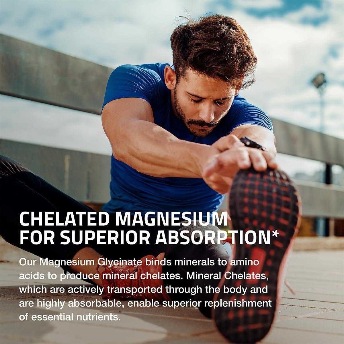 Bronson Magnesium Glycinat 200 mg pro Portion – Chelatiert für hohe Absorption, sanft zum Magen, Non-GMO, 60 vegane Kapseln
