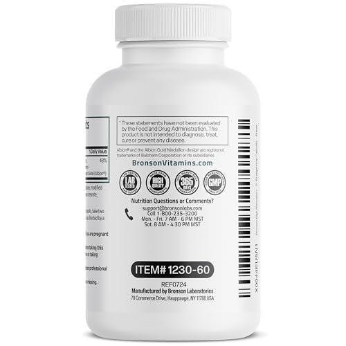 Bronson Magnesium Glycinat 200 mg pro Portion – Chelatiert für hohe Absorption, sanft zum Magen, Non-GMO, 60 vegane Kapseln