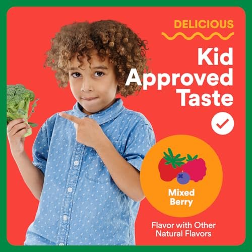 SmartyPants Kids Fiber & Veggies: Präbiotische Ballaststoff-Gummis für Kinder mit Inulin, Bio-Grüngemisch, vegan, glutenfrei, gemischter Beerengeschmack, 60 Stück (30-Tage-Vorrat)