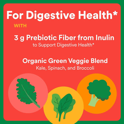 SmartyPants Kids Fiber & Veggies: Präbiotische Ballaststoff-Gummis für Kinder mit Inulin, Bio-Grüngemisch, vegan, glutenfrei, gemischter Beerengeschmack, 60 Stück (30-Tage-Vorrat)