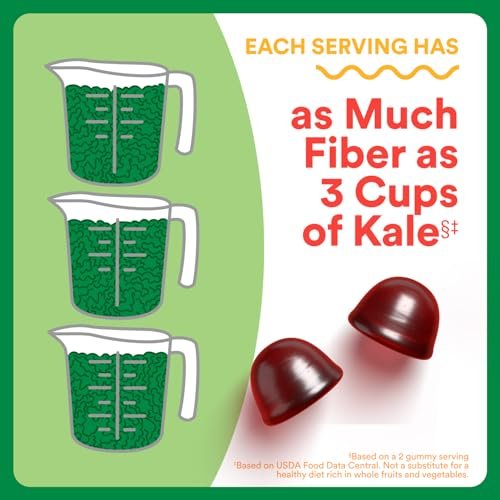 SmartyPants Kids Fiber & Veggies: Präbiotische Ballaststoff-Gummis für Kinder mit Inulin, Bio-Grüngemisch, vegan, glutenfrei, gemischter Beerengeschmack, 60 Stück (30-Tage-Vorrat)