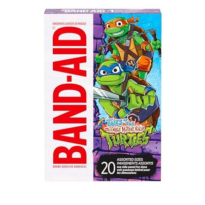 BAND-AID Marken-Pflaster mit TMNT-Design – 20 bunte Wundpflaster für Kinder, steril, verschiedene Größen