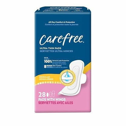 Carefree Ultra Thin Binden für Frauen, normale Binden mit Flügeln, 28 Stück | Carefree Binden, Damenhygiene, Perioden Binden & Wochenbett Binden | 28 Stück (Packung mit 1)
