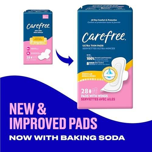 Carefree Ultra Thin Binden für Frauen, normale Binden mit Flügeln, 28 Stück | Carefree Binden, Damenhygiene, Perioden Binden & Wochenbett Binden | 28 Stück (Packung mit 1)
