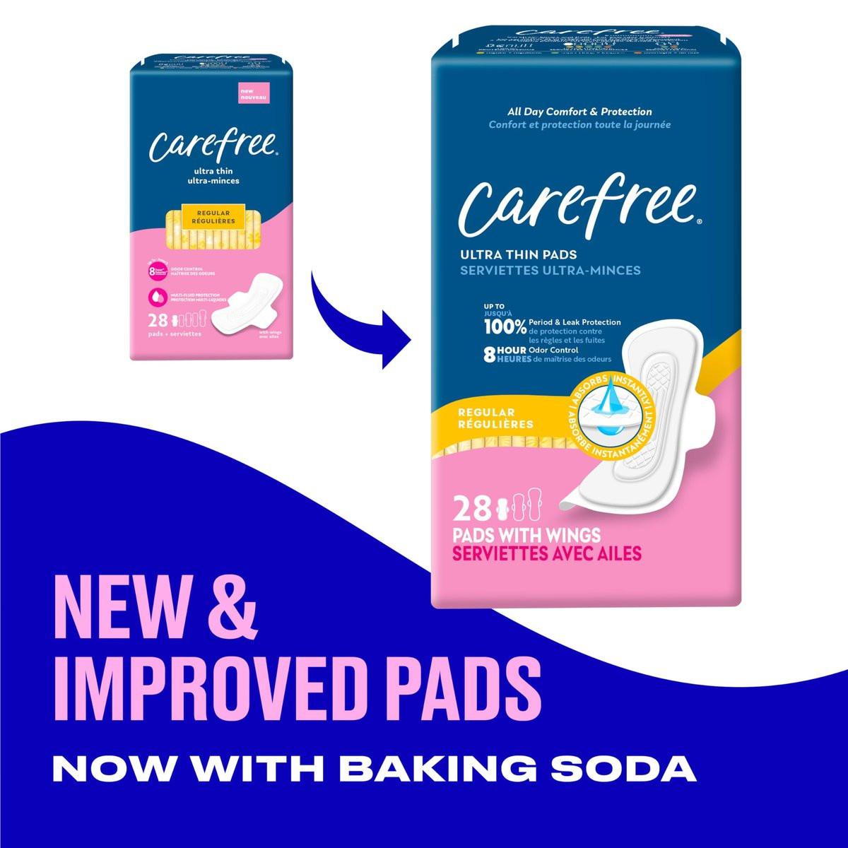 Carefree Ultra Thin Binden für Frauen, normale Binden mit Flügeln, 28 Stück | Carefree Binden, Damenhygiene, Perioden Binden & Wochenbett Binden | 28 Stück (Packung mit 1)
