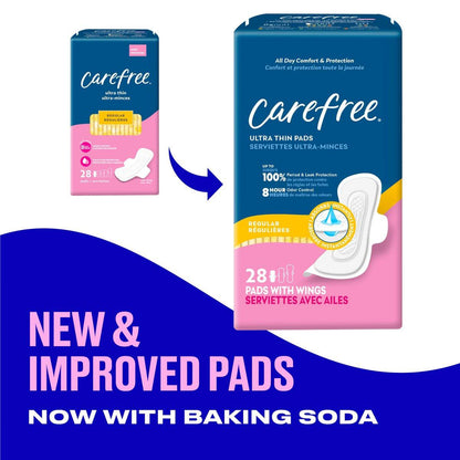 Carefree Ultra Thin Binden für Frauen, normale Binden mit Flügeln, 28 Stück | Carefree Binden, Damenhygiene, Perioden Binden & Wochenbett Binden | 28 Stück (Packung mit 1)